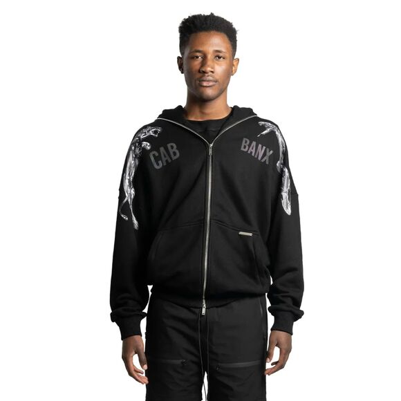 Banx Clothing X Cabinet Noir - CAB x BANX "Legends" Oversized Zip Up Hoodie - Picture 1 of 4